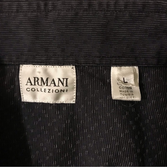 ARMANI COLLEZIINI Shirt Adult Large Black Button Up long Sleeve Casual Mens - Picture 2 of 2